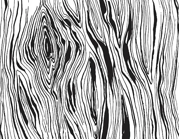 Vector illustration of Handdrawnn grungy wooden texture. Black and white