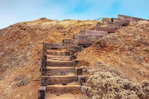 istock Wooden stairs on a dirt hill 514924530