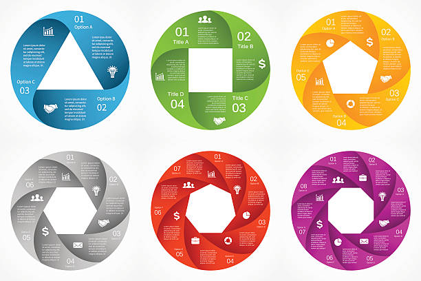 Vector circle arrows infographic. Template for cycle diagram, graph, presentation Layout for your options or steps. Abstract template for background. square cropped stock illustrations
