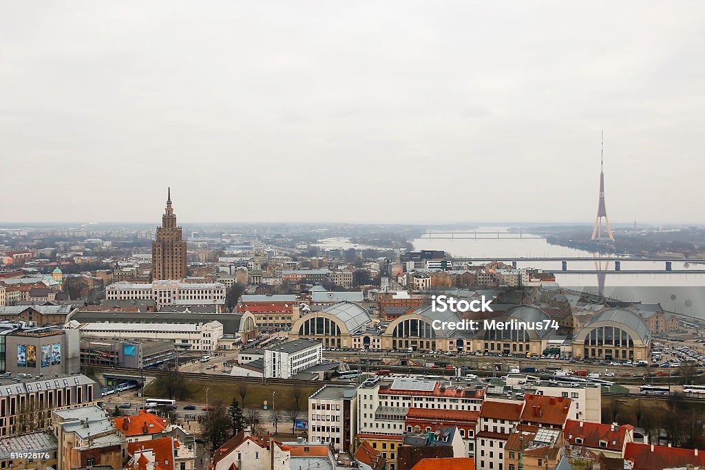 View at Riga from the tower , Riga, Latvia View at Riga from the tower of Saint Peter's Church, Latvia. Above Stock Photo