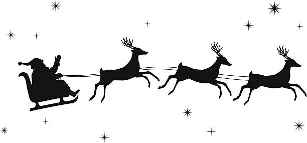 Vector illustration of Santa and Deers