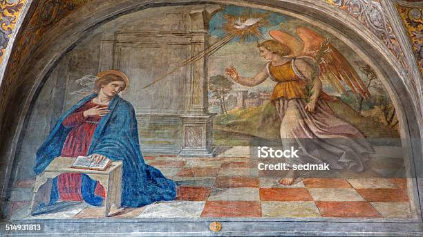 Padua The Annunciation Fresco In Church San Francesco Stock Photo - Download Image Now