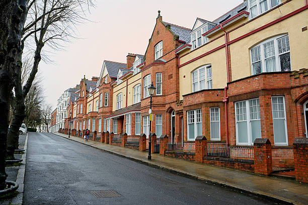 Belfast student quarter Belfast student quarter in Belfast window chimney london england residential district stock pictures, royalty-free photos & images