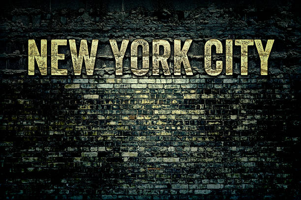 nuovo york città muro di mattoni grunge - alphabet brick brick wall dirty foto e immagini stock