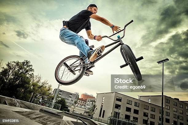 Bmx Biker Stock Photo - Download Image Now - Freestyle BMX, BMX Cycling, Activity