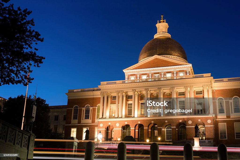 Massachusetts State House in Boston, MA at night Massachusetts State House in Boston, MA at night. Boston - Massachusetts Stock Photo