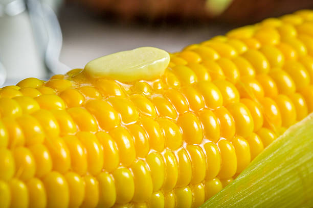 istock Closeup of boiled corn served with butter 514934613