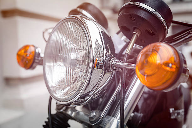 istock close up of a motorcycle headlight with blinker light 514935447