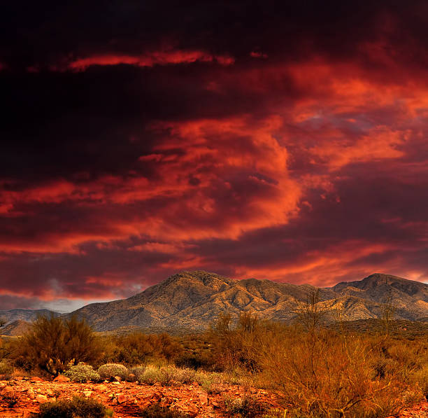 istock Red skies Sonora Desert Mountains 514936398