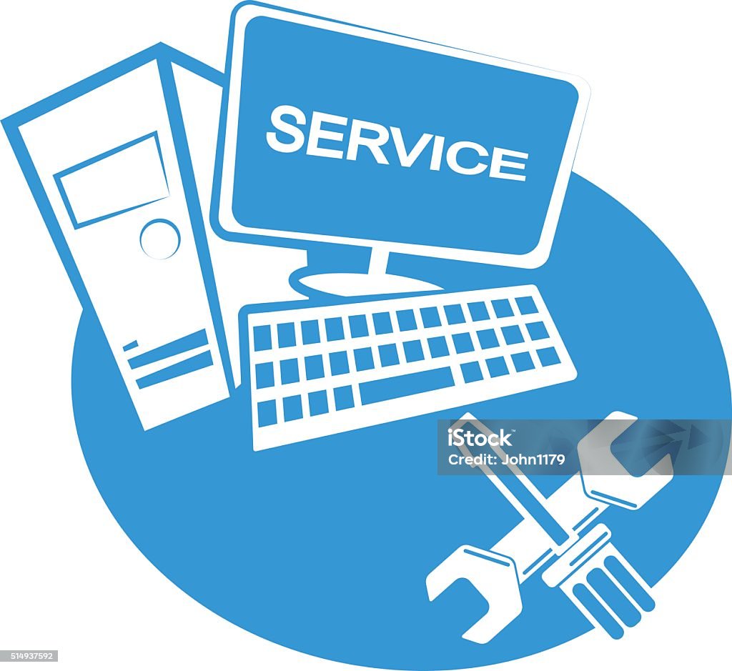 Computers Service Sign Boards Computer Service Label Stock Illustration - Download Image Now ...