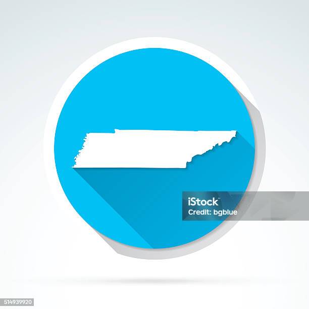 Tennessee Map Icon Flat Design Long Shadow Stock Illustration - Download Image Now - Blue, Cartography, Circle