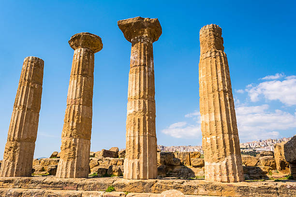 Columns of the Temple of Concordia in the Valley of the Temples in Agrigento, Sicily, Italy