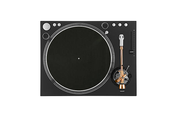 istock Closeup of vintage turntable, view from above 514965071