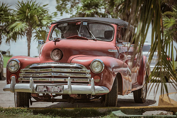 istock vintage classic car standing in tropical garden 514966871