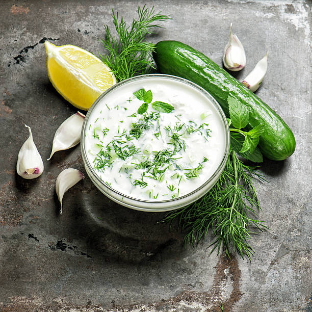 istock Tzatziki sauce herbs vegetables. Healthy appetizer 514982754