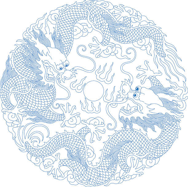 китайский традиционный рисунок (dragon - new year 2024 stock illustrations