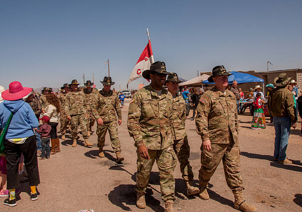 Columbus, New Mexico, USA - March 12, 2016: Historical reenactors from both the United States and Mexico participate in free outdoor events commemorating the 100th anniversary of Mexican revolutionary Pancho Villa's raid of Columbus, New Mexico. In modern observances, participants emphasize friendship between the two countries. The invasion took place March 9, 1916.