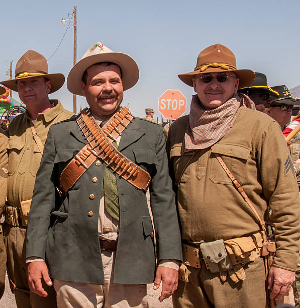 Columbus, New Mexico, USA - March 12, 2016: Historical reenactors from both the United States and Mexico participate in free outdoor events commemorating the 100th anniversary of Mexican revolutionary Pancho Villa's raid of Columbus, New Mexico. In modern observances, participants emphasize friendship between the two countries. The invasion took place March 9, 1916.