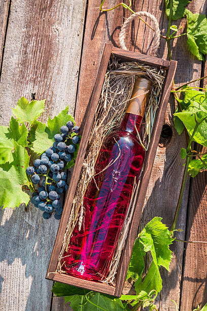 istock Rose wine in a wooden box 514990265