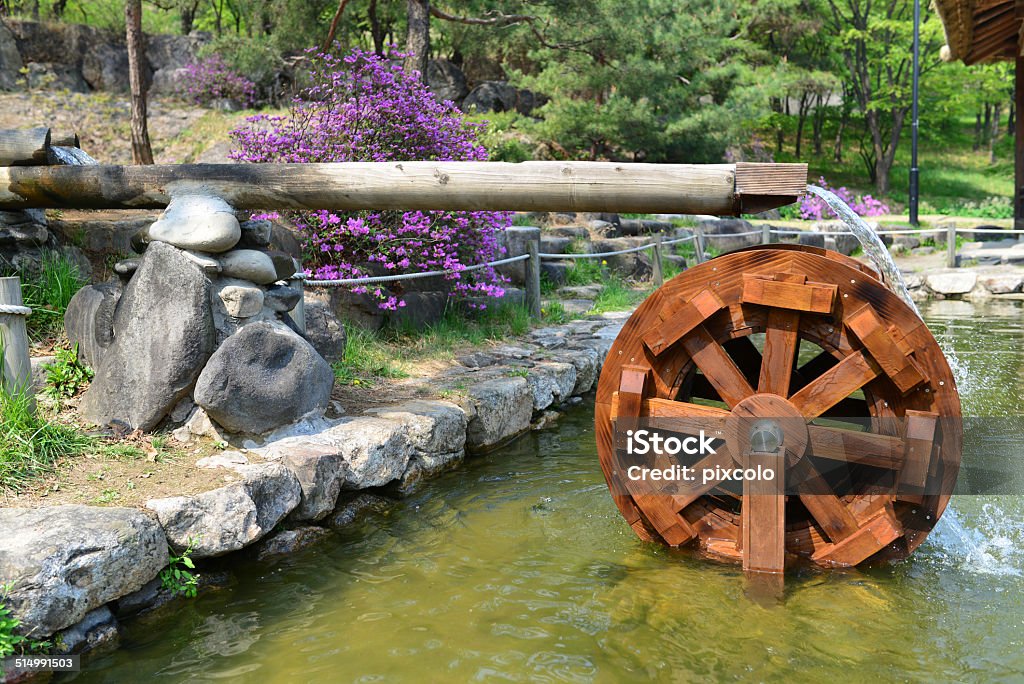 Traditional Water Wheel, Seoul, Korea Ancient Stock Photo