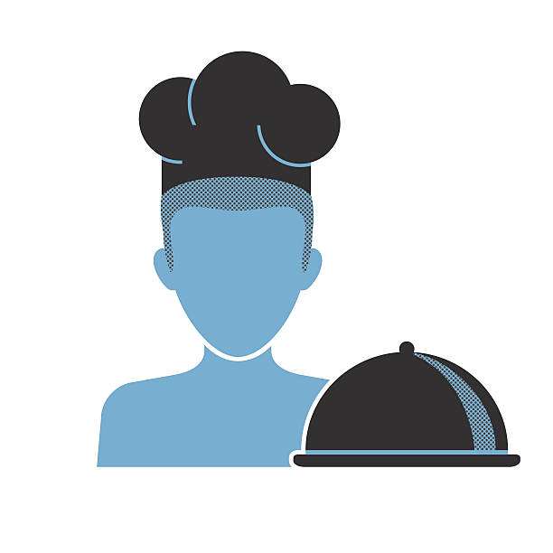 illustrations, cliparts, dessins animés et icônes de restaurant chef icône bleue - larry fine