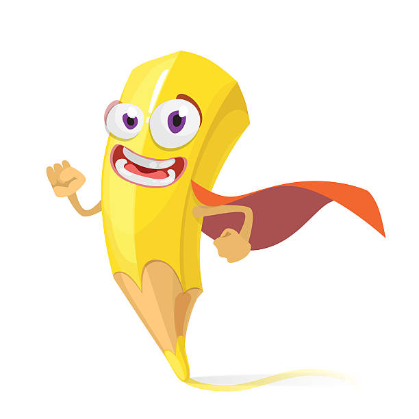 Ilustración de Amarillo Lápiz De Personajes De Dibujos Animados En Un Superhéroe Impermeable Rojo y más Vectores Libres de Derechos de Alegría - iStock Ilustración de Amarillo Lápiz De Personajes De Dibujos Animados En Un Superhéroe Impermeable Rojo y más Vectores Libres de Derechos de Alegría - iStock
