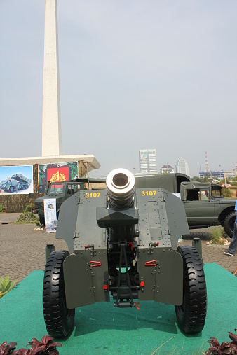 Jakarta, Indonesia - October 8, 2012: Indonesian National Army organized an exhibition of arms and military vehicles in the field of the National Monument in Central Jakarta, Indonesia, to commemorate Armed Forces Day 67th.