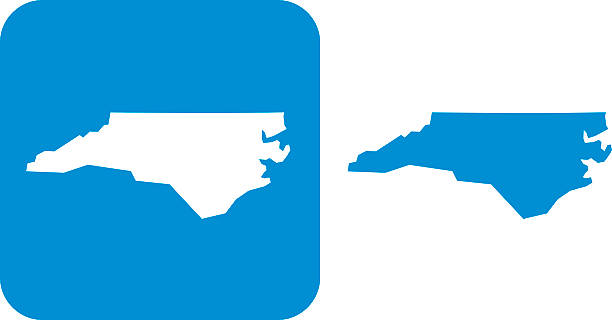 Blue North Carolina Icon Vector illustration of two blue North Carolina icons. state of north carolina map stock illustrations
