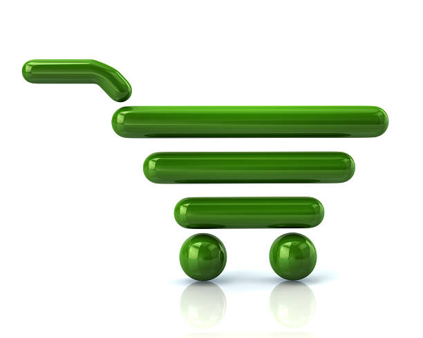 Illustration of green shopping cart isolated on white background