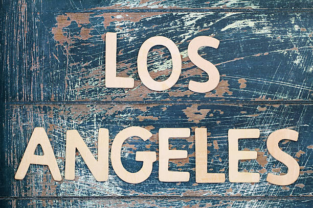 istock Los Angeles written with wooden letters on rustic surface 514998770