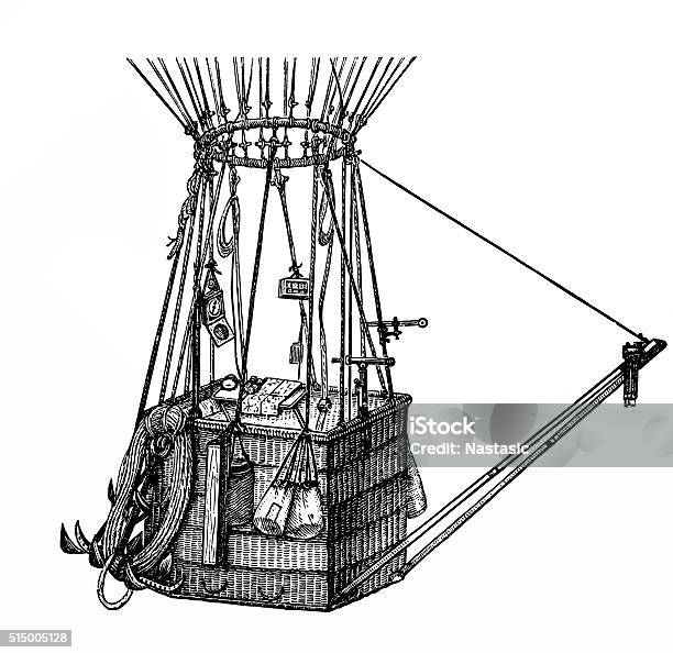 Hot Air Balloon Stock Illustration - Download Image Now - Hot Air Balloon, Engraved Image, Engraving