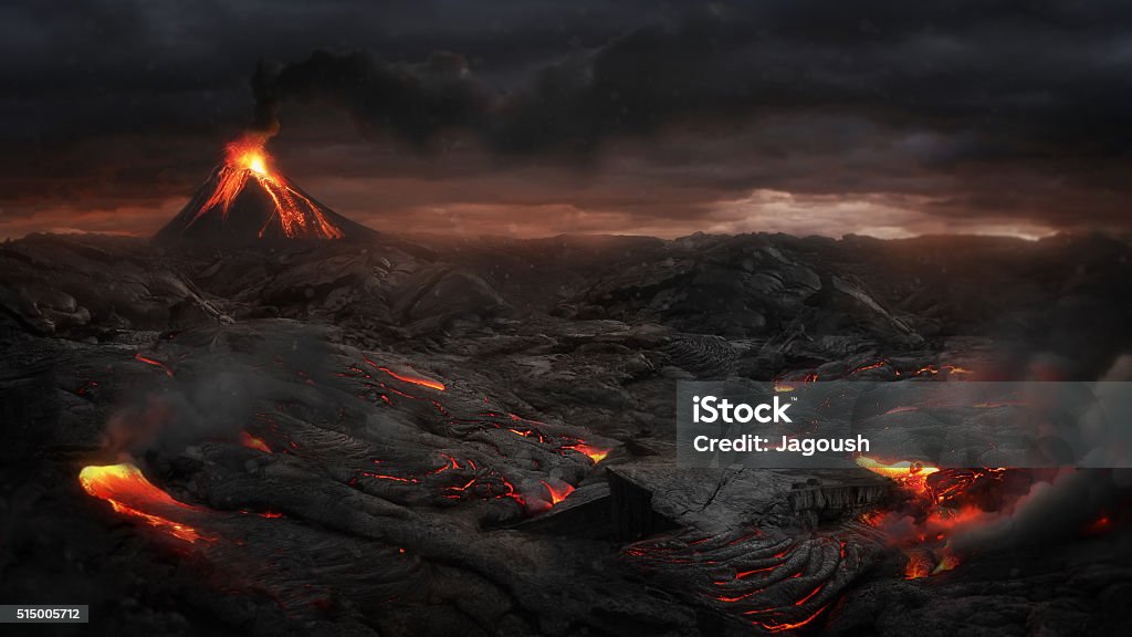 Volcanic landscape Landscape after volcanic eruption Volcano Stock Photo