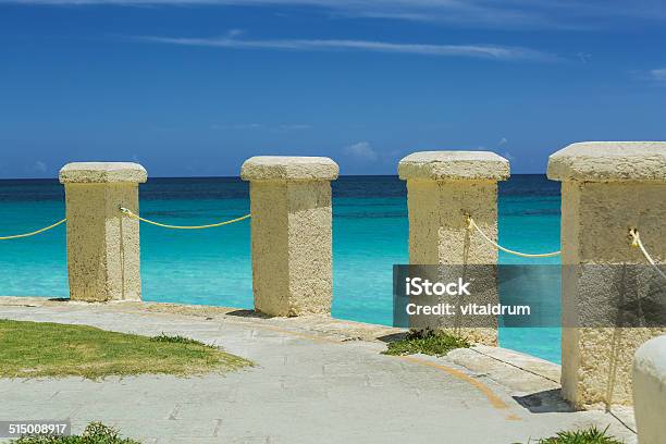 Colonial Style Stone Posts On A Cliff Edge Ocean Background Stock Photo - Download Image Now