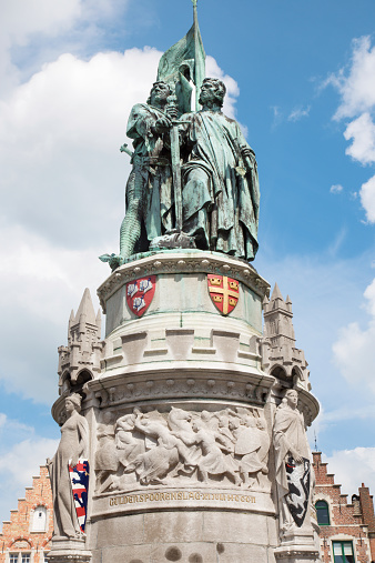 Bruges - The memorial of Jan Breydel and Pieter De Coninck on the Grote Markt square