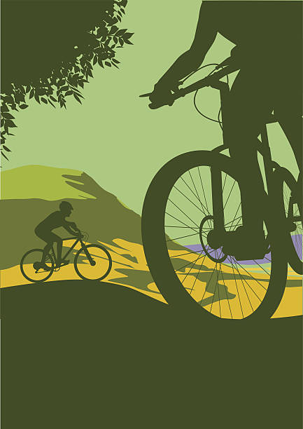 산 바이커 - mountain biking mountain bike bicycle cycling stock illustrations