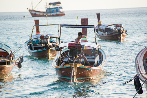 Koh Lipe,Thailand - November 29,2014 :  Unidentified villager prepare boat for launch tourist around Lipe island