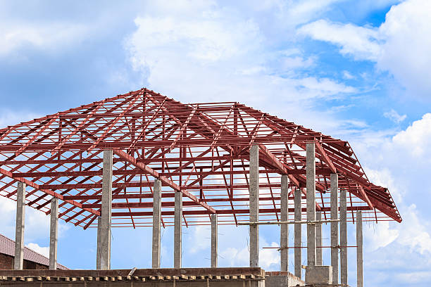 istock Roof steel install for new house 515012749