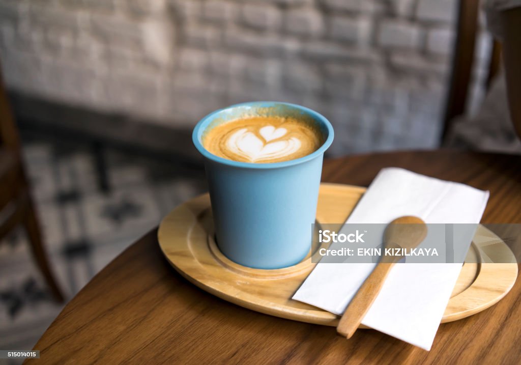 Milk art Cup of coffee on wooden table Breakfast Stock Photo Milk art Cup of coffee on wooden table Breakfast Stock Photo