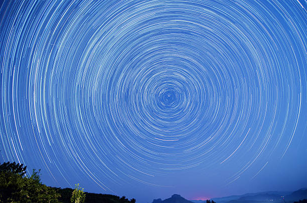 istock Star trails in the sky over the mountain 515015101