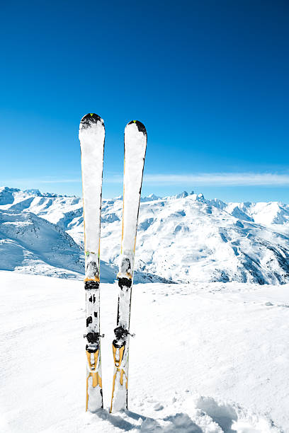 스키 있는 인공눈 - ski skiing european alps resting 뉴스 사진 이미지
