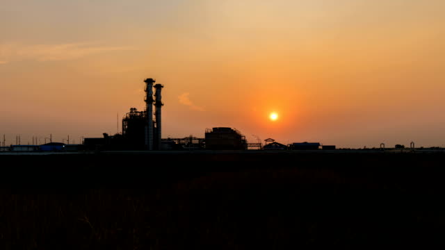 Distillation Towers at sunset Time Lapse