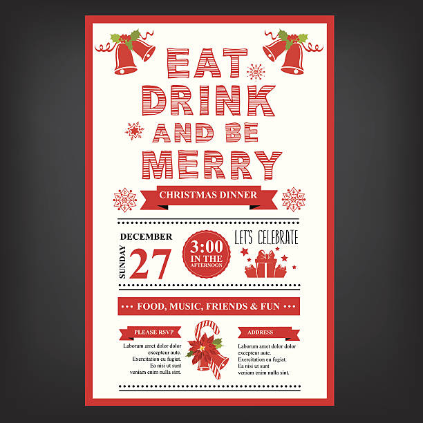 Christmas restaurant and party menu, invitation. vector art illustration