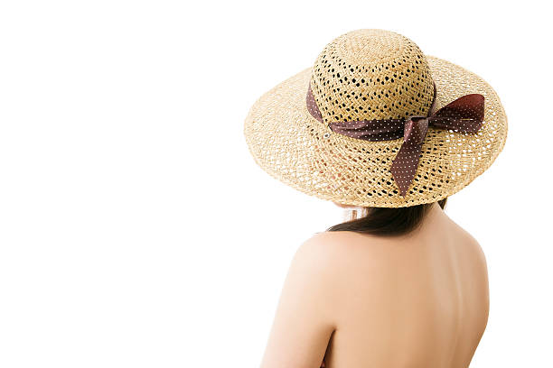 istock Woman in straw hat isolated on white background 515051325