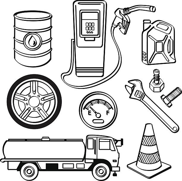 Oil industry Icon Set vector art illustration