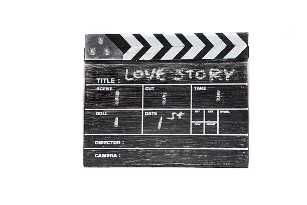 istock wooden clapper board on white background Title Love story 515052855