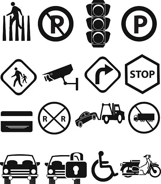 Vector illustration of Traffic Signs Icons Set