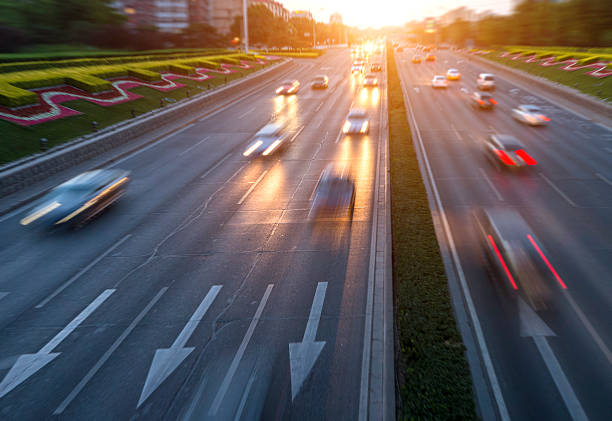 istock Urban highway traffic at night 515054251