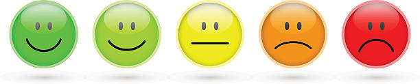 uśmiech twarzy ocena ikony - sadness depression smiley face happiness stock illustrations