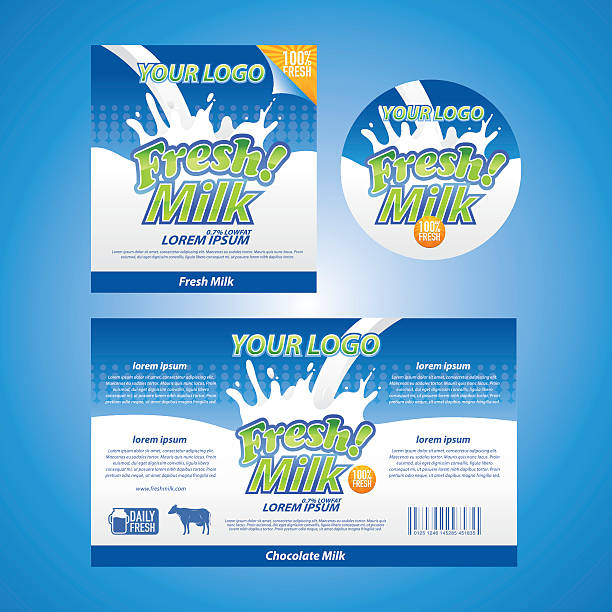 fresh milk label badge, pasteurization stock illustrations