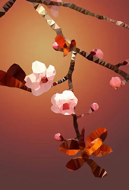 plum,flowers, spring,illustration